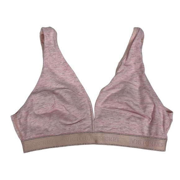 VICTORIA’S SECRET Women’s Bralette Medium Pink & Silver 1” Bottom Elastic Strap - Picture 1 of 9